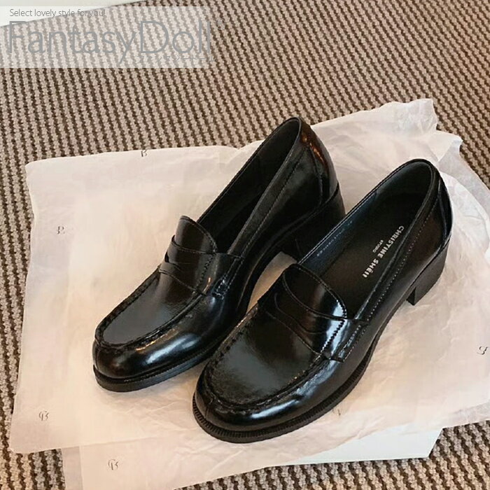 送料無料 予約販売ITEM 引き締まった印象 シンプルなデザインで存在感のある絶妙なシルエット 4.5cmソールコインローファーシューズパンプス靴 選べる5サイズ2カラー きれいめマニッシュな雰囲気に仕上げる