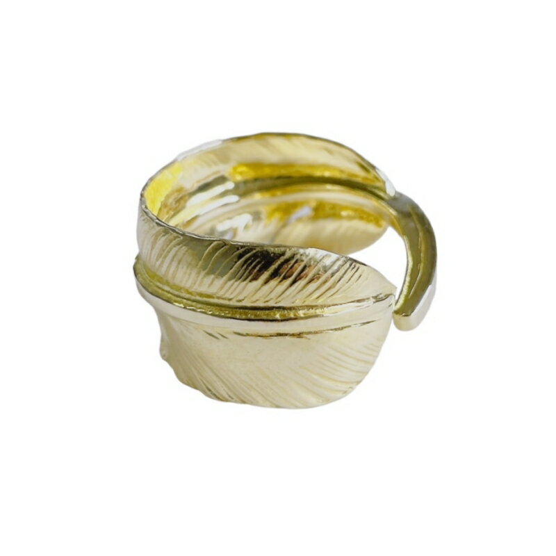 ゴールドカラー フェザー リング フリーサイズ フリーサイズ インディアンジュエリー真鍮 羽 ネイティブ系 イーグル フェザーリング シルバーアクセサリー メンズ シルバーリング 指輪 シルバー925