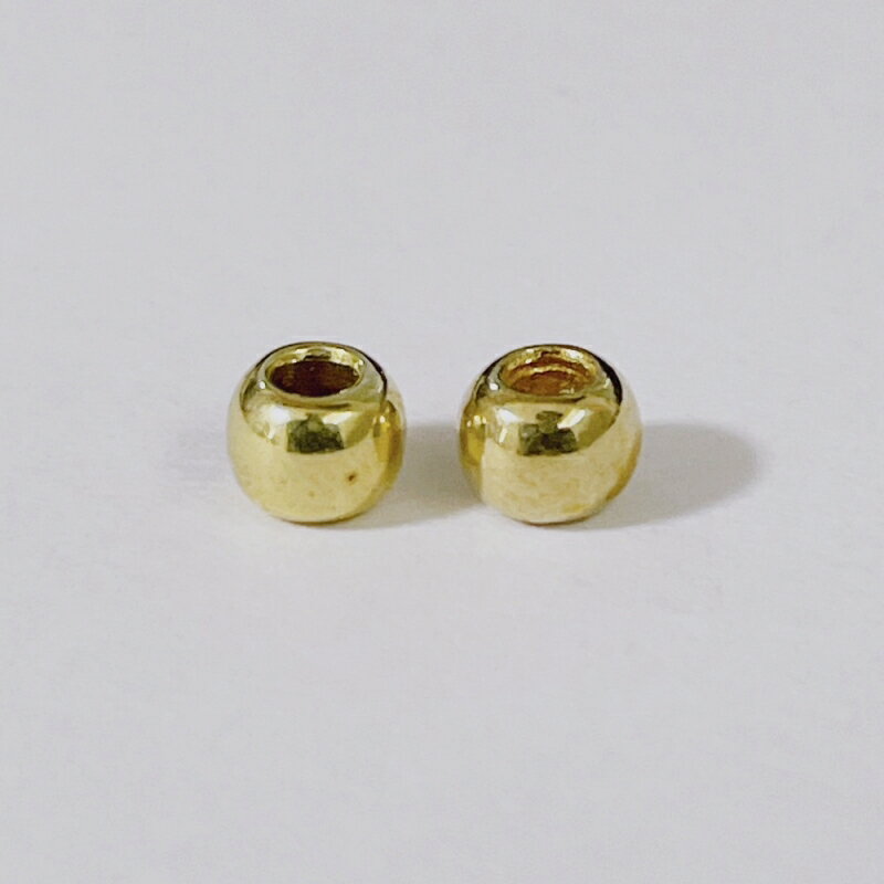 真鍮ビーズ ゴールド製 パーツ 1個売り 丸 金具 直径4.3mm 厚み3.3mm メタルビーズ