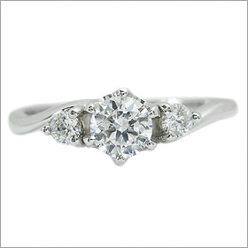 ダイヤモンド婚約指輪 サイズ直し一回無料 0.4ct D VS1 VERY-GOOD Sラインサイドメレ6本爪 プラチナ Pt900 婚約指輪（エンゲージリング）