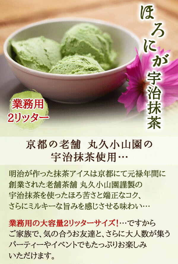 アイスクリーム 業務用 抹茶 抹茶アイス 明治 ほろにが宇治抹茶 2L スイーツ おやつ デザート 食後 食後のデザート イベント 屋台 学園祭 文化祭 家庭用 居酒屋 子供会 バザー 屋台 大量注文 バルクアイス 子供