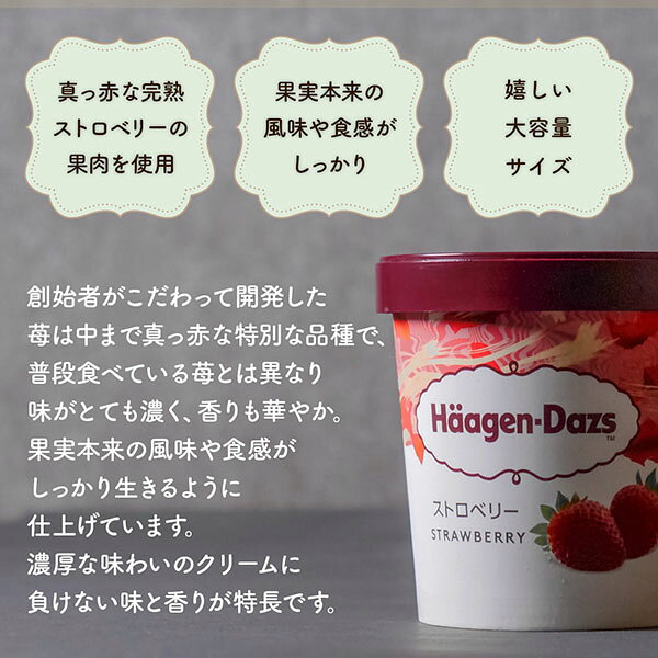 F・Bクリエイトのお中元 アイス アイスクリーム スイーツ ギフト ファミリーサイズ ハーゲンダッツ パイント 苺 ストロベリー 473ml 5個 セット いちご 詰め合わせ 送料無料 誕生日 プレゼント 2026 楽天 セット 御祝い 内祝い｜アングル2