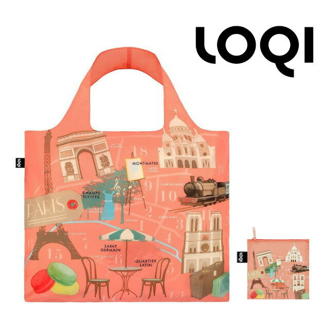 メール便可【LOQI】ローキー　エコバッグ　折りたたみポーチ付き　URBAN Paris パリ ギフト プレゼント UR.Pa.nのサムネイル