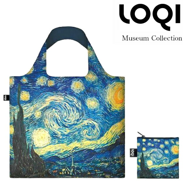 ローキー　エコバッグ　Museum Vincent Van Gogh/The Starry Night 1889ヴィンセント・ヴァン・ゴッホ 折りたたみポーチ付き　ミュージアム　VG.SN リサイクルバッグ ナイロン　ギフト プレゼント　再生素材　メール便可 LOQI