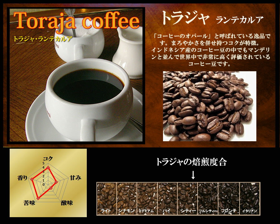 ［期間限定特別価格☆］トラジャ ランテカルア 1000g【コーヒー豆　ギフトセット】トラジャコーヒー　珈琲　コーヒー　珈琲豆　コーヒー豆　コーヒーギフト　自家焙煎珈琲豆 【宅急便】◆