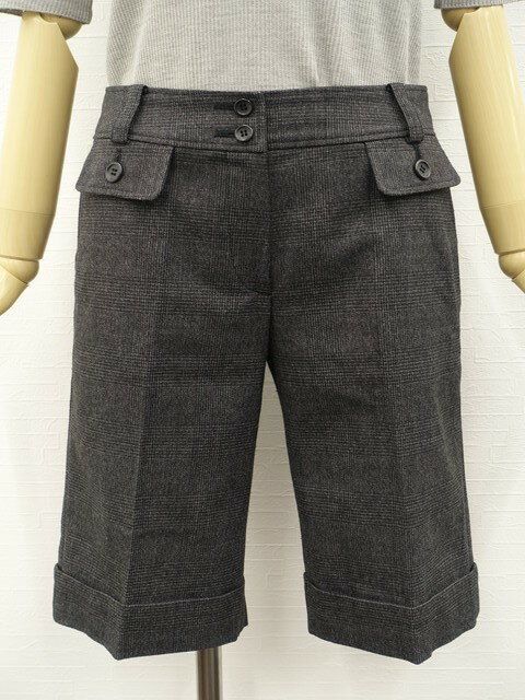 美品 ジッツォインターナショナル JIZZO INTERNATIONAL ノータックハーフパンツ グレー系 グレンチェック柄 【中古】