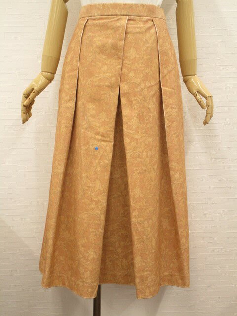 美品 エクリール ECRIRE 長袖 コーデュロイジャケット+ロング丈 コーデュロイタックスカート 上下2点セット オレンジ系 花柄 【中古】