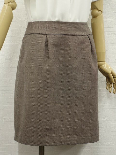 美品 オリヒカ ORIHICA 長袖 テーラードジャケット+ひざ丈 タックスカート スーツ上下2点セット 11 ブラウン系 【中古】