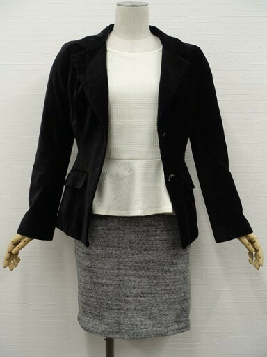 美品 Pinky Girls LUX&C・O・L・Z・A&FANEUIL 長袖ベロアテーラードジャケット+長袖カットソー+ひざ丈ニットタイトスカート コーディネート上下3点セット M相当 ブラック/クリーム系/グレー杢 オフィス・フェミニン系 20代 【中古】 美品 Pinky Girls LUX&C・O・L・Z・A&FANEUIL 長袖ベロアテーラードジャケット+長袖カットソー+ひざ丈ニットタイトスカート コーディネート上下3点セット M相当 ブラック/クリーム系/グレー杢 オフィス・フェミニン系 20代 【中古】