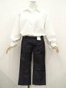 美品 MELROSE claire等 長袖シャツ+クロップドパンツ コーディネート上下2点セット L相当 ホワイト/グレー シンプル・きれいめ系 30代〜40代...