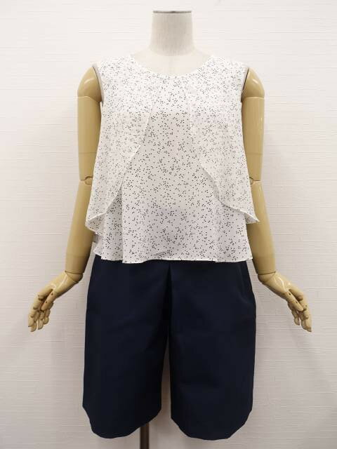 美品 ZARA BASIC&UNITED ARROWS Green label relaxing ノースリーブシフォンプルオーバーブラウス+ひざ丈キュロットパン...