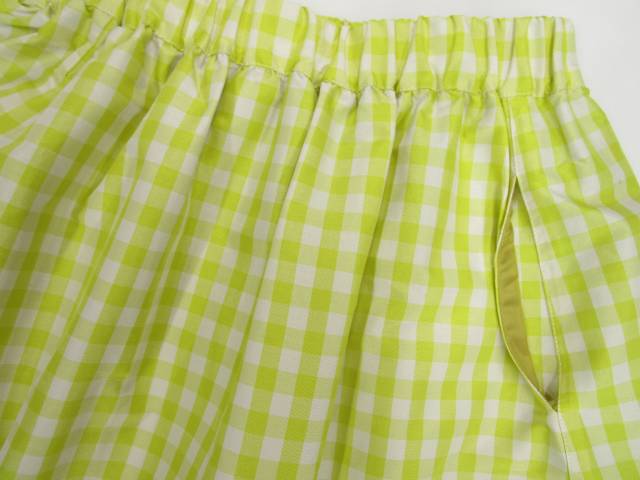 85%OFF 定価\15,000 訳あり未使用品 デイシー deicy ミニ丈 洗えるギャザーフレアスカート F ホワイト イエロー ギンガムチェック柄 【メール便可】 【中古】