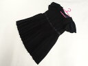 キッズ 美品 フロウフリー Flow Free ひざ丈 フリル&パフスリーブ 半袖 ラウンドネック 洗えるワンピース 120 ブラック 【中古】