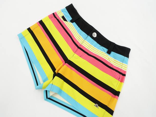 美品 カッパ Kappa ノータックショートパンツ スポーツ ゴルフ M ブラック ピンク イエロー ブルー ボ..