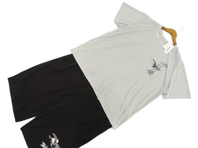 大きいサイズ メンズ 新品タグ付 vide et bois 半袖Tシャツ+ハーフパンツ上下2点セット 8L グリーン地 ..