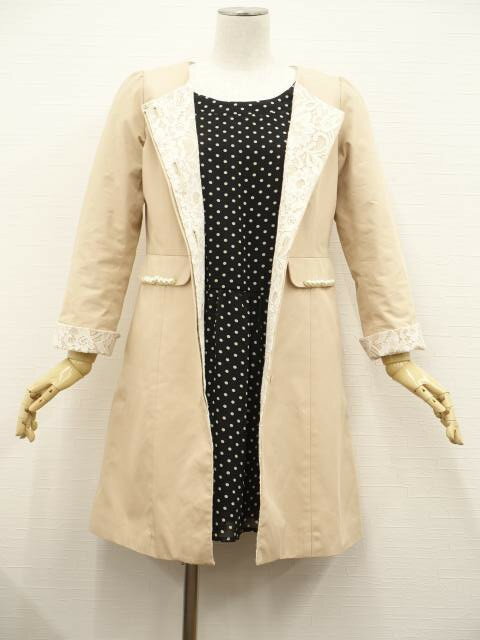 美品 PROPORTION BODY DRESSING&pink adobe 長袖ノーカラーコート+七分袖ひざ丈シフォンワンピース コーディネート2点セット M...