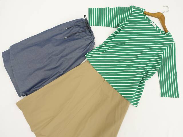 美品 Tres Parisien&Portcros&le glazik 洗える七分袖カットソー+ロング丈フレアスカート+ひざ丈サーキュラースカート コーディネー...