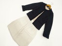 美品 GLACIER&TOPVALU&NATURAL BEAUTY 長袖ノーカラージャケット+七分袖プルオーバーブラウス+ひざ丈セミタイトタックスカート コーデ...