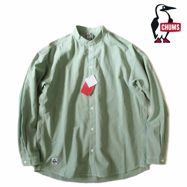 チャムス/CHUMS【オーバーサイズドボタンフロントハリケーンシャツ】ノーカラー バンドカラーシャツ　C..