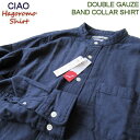 CIAO/羽衣シャツ  日本製/ノーカラーシャツ/スタンドカラーシャツ　237-03　28）ネイビー