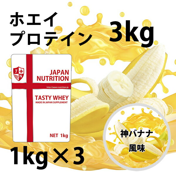 送料無料 コスパ最強 3kg 神バナナ味 プロテイン3kg 国産 無添加 とにかく美味しいプロテイン ホエイプロテイン テイスティホエイ 筋トレ 3キロ 部活 学生 高校生 中学生 バナナ味 女性 ラグビー アメフト ボディビル