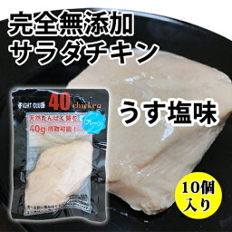 無添加 サラダチキン うす塩味 国産鶏 国内製造 全6味 40chicken (10個入り) フォーティーチキン 筋トレ 減量 トレーニング 筋肉 胸肉 常温保存 ダイエット 40