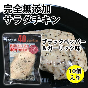 無添加 サラダチキン ブラックペッパー＆ガーリック味 国産鶏 国内製造 全6味 40chicken (10個入り) フォーティーチキン 筋トレ 減量 トレーニング 筋肉 胸肉 常温保存 ダイエット