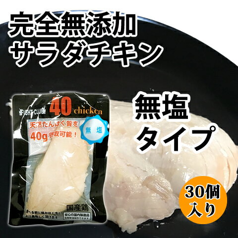 送料無料 無添加 サラダチキン 無塩タイプ 国産鶏 国内製造 全6味 40chicken 30個入り フォーティーチキン 筋トレ 減量 トレーニング 筋肉 胸肉 常温保存 ダイエット 45