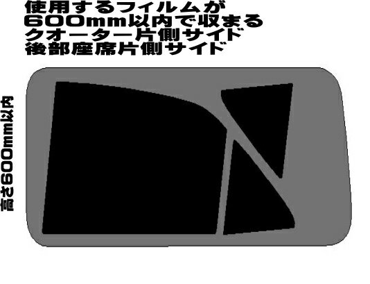 後部座席又はクオーター片側サイド　タイプ3　600mm×長さ600mm以内のドアガラス等