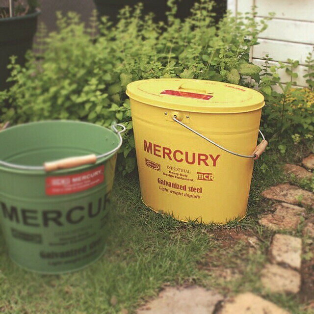 MERCURY TIN BUCKET OVAL マーキュリー ブリキバケツ オーバル フタツキ アメリカン雑貨 アンティーク