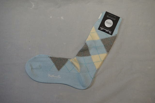 『PANTHERELLA』（パンセレラ）　アーガイル柄 ソックス 厚手コットン (ブルー系)　イギリス製