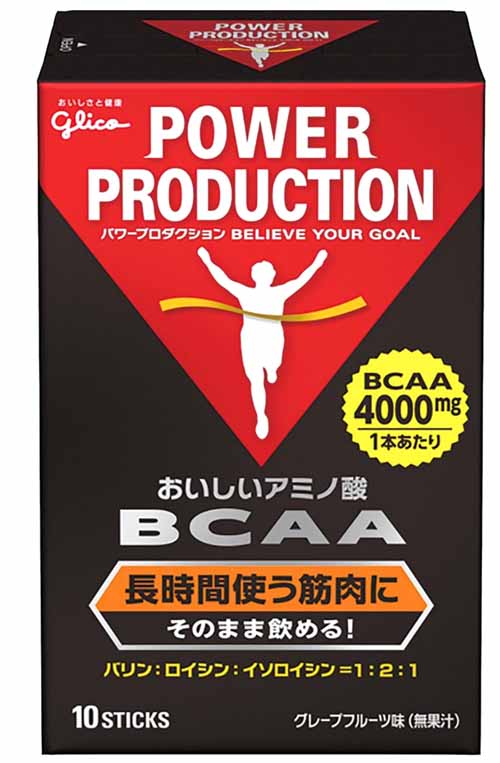 長時間の運動に最適な、スティック1本あたりBCAA4000mgを配合しました。おいしく摂取できるグレープフルーツ風味です。（1箱10本入）ランニング、バイク、トレランなどあらゆるスポーツシーンで利用できます。&nbsp;&nbsp;■フレーバー：　グレープフルーツ■1袋：　4.4g■成分（1袋あたり）エネルギー 18kcal 、バリン 1140mg、ロイシン 1720mg、イソロイシン 1140mgなど&nbsp;発売元：江崎グリコ　