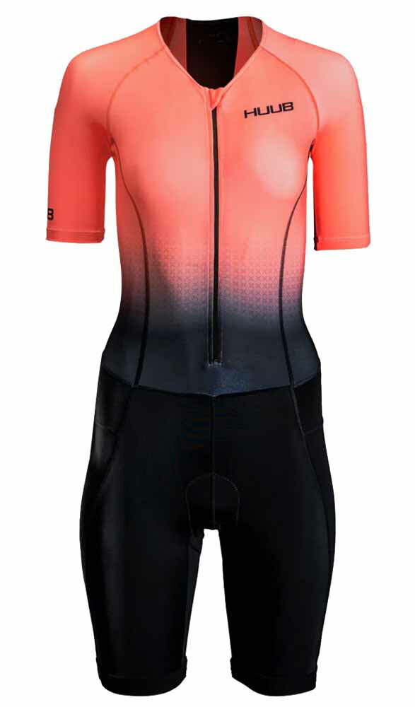 HUUB Commit フーブ レディス コミット ロングコース スリーブド トライスーツ Fジップ 2023 トライアスロン Black/Coral