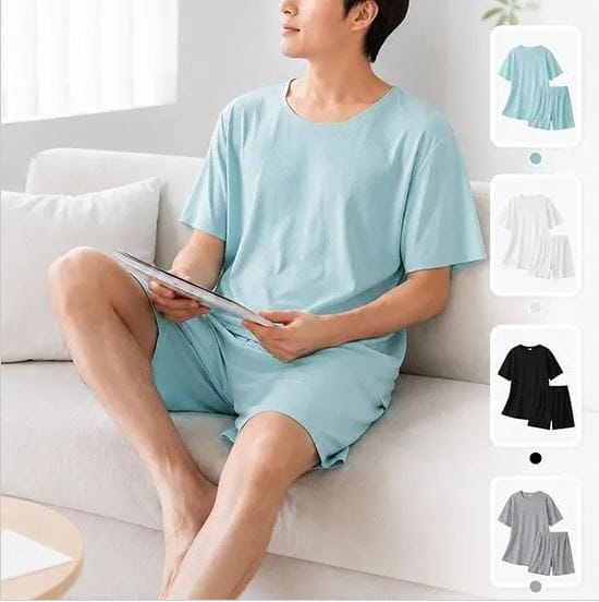 Rakuten - 予約 メンズ ルームウェア 接触冷感 セットアップ 半袖 上下セット ハーフパンツ パジャマ 部屋着 夏 涼感 伸縮 大きいサイズ
