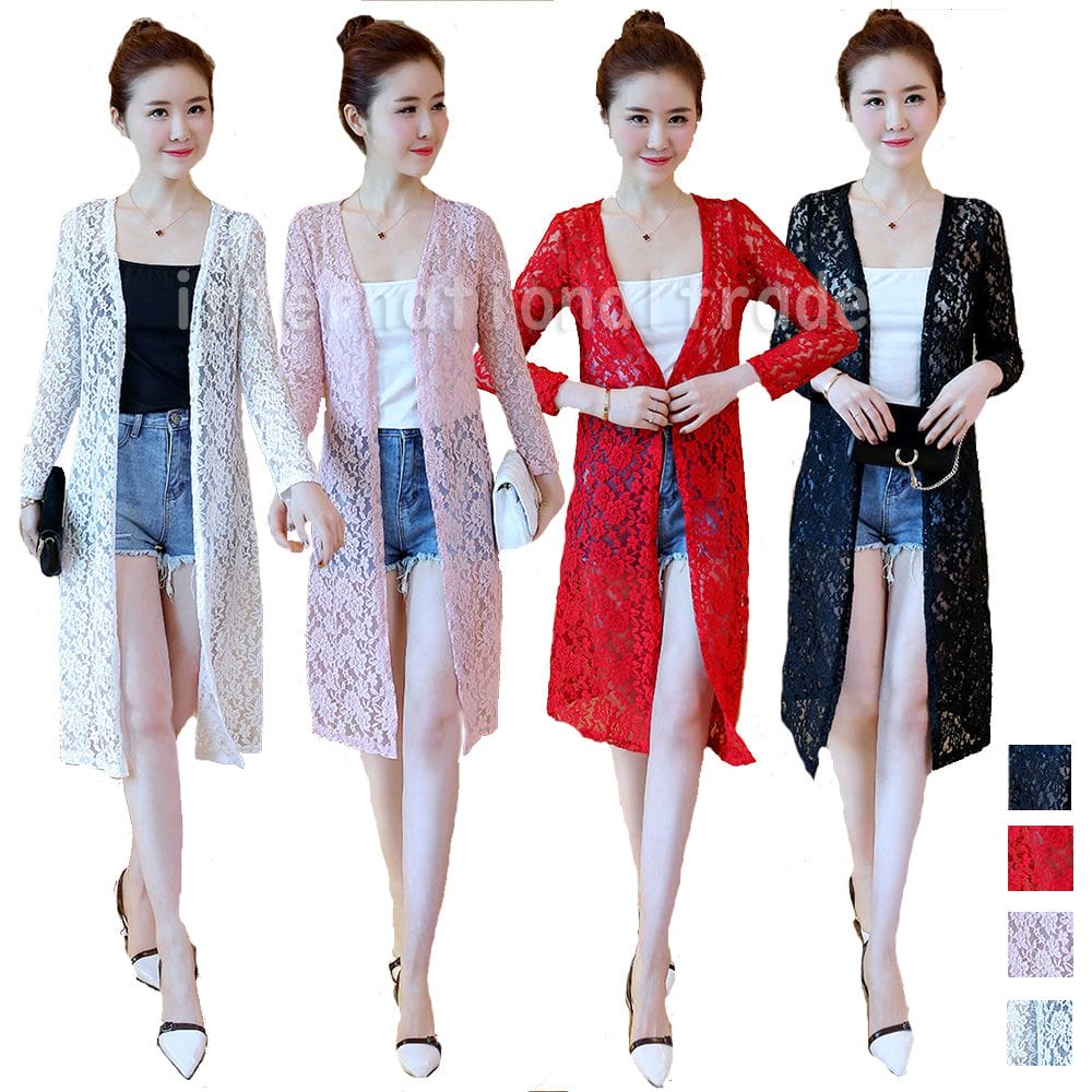 レディース服 レース カーディガン ロング丈 シースルー 透け感 上品 おしゃれ 体型カバー きれいめ 大人カジュアル フェミニン エレガント 涼しい 軽量 春...