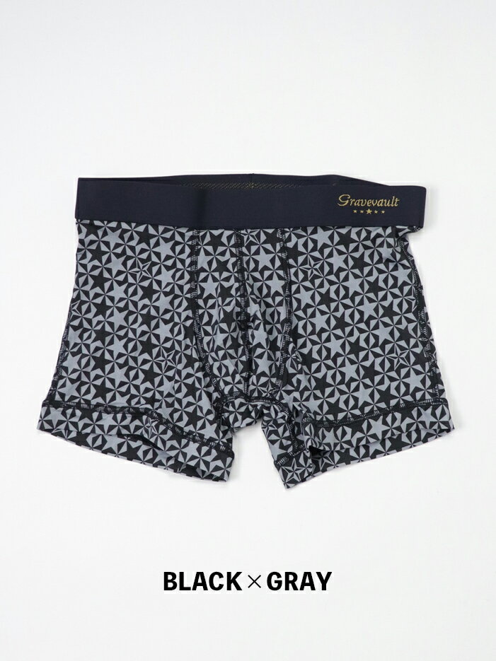 グレイブボールト パンツ メンズ 【Gravevault|グレイブボールト】SHORT BOXER PANTS -STAR MARK-　ショートボクサーパンツ　グレイブボルト　アンダーウェア　メンズ下着　勝負下着　勝負パンツ　メンズ　下着　おしゃれ　ギフト　カーキ　ネイビー　ブラック　黒　紺【3051862】