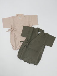 【chocolatesoup | チョコレートスープ】LINEN JINBEI ROMPERS　甚平　じんべい　ジンベイ　ロンパース　子供服　ベビー服　キッズウェア　子供ウェア　ベビーウェア　リネン　ピンク　カーキ　お祭り【cs10076】