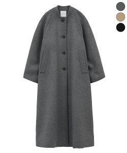 【CLANE｜クラネ】NO COLLAR FLARE COAT　ノーカラーコート　レディース　ブラック　グレー　ベージュ　ロングコート　アウター　春秋冬　松本恵奈　普段着　オケージョン　ビジネスカジュアル　オフィス【15101-0032】