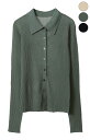 【CLANE|クラネ】SHEER RIB KNIT SHIRTS シアリブニットシャツ レディース グリーン ブラック アイボリー 緑 黒 白 透け感 春 夏 ...