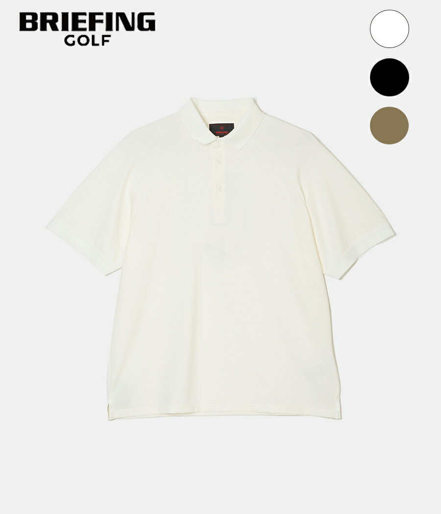 【BRIEFING GOLF | ブリーフィングゴルフ】CE MS LOGO TAPE POLO RELAXED FIT　メンズ　ゴルフ　ゴルフウェア　半袖ポロシャツ　リラックスフィット　伸縮性　ラグランスリーブ　機能性　ホワイト　ブラック　オリーブ　M　L　XL【BRG241M18】