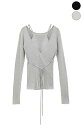 【CLANE|クラネ】CAMISOLE SET CACHECOEUR KNIT TOPS キャミソールセットカシュクールニットトップス レディース グレー ブラ...