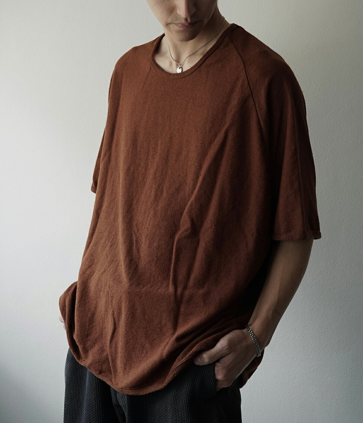 COLINA DAN 半袖シャツ Size.M CM コットンシルクポプリン オープンカラー 半袖シャツ