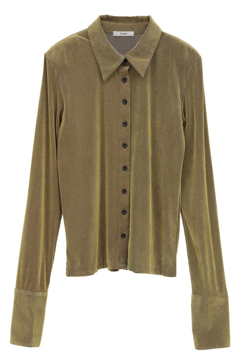 【CLANE | クラネ】TULLE FLOCKY SHIRTS　シャツ　グリーン　アイボリー　ブラック　レディース　松本恵奈　トップス　長袖　透け感【19105-1342】