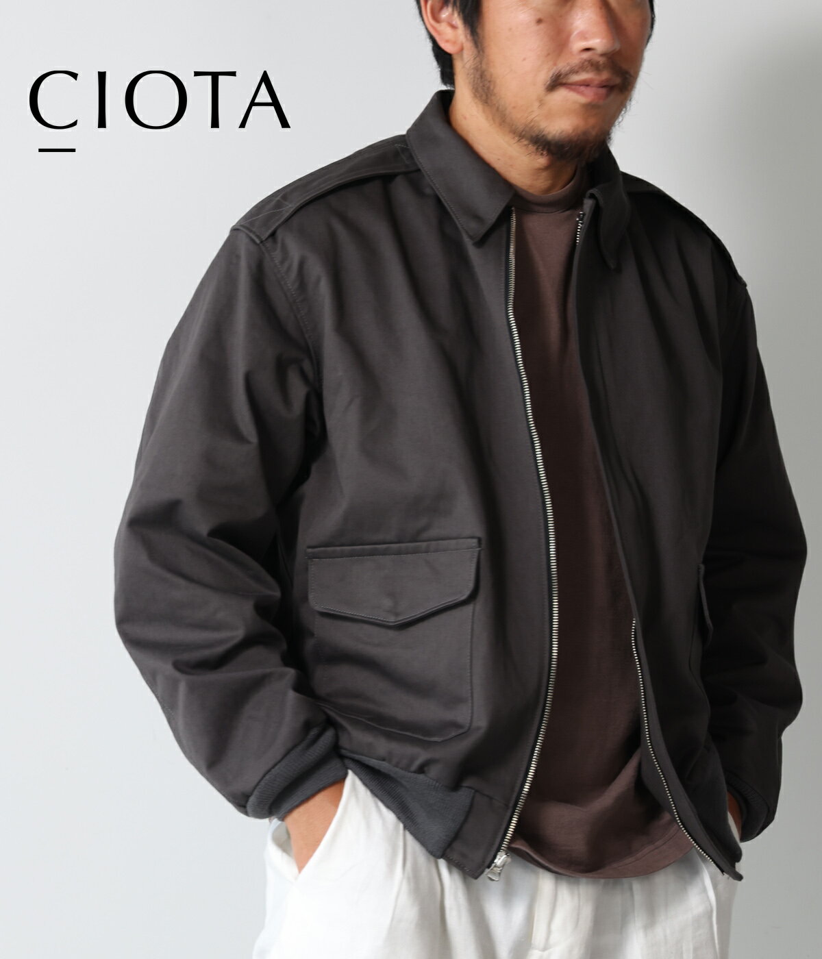 【CIOTA｜シオタ】A-2 Flight Jacket フライトジャケット チャコール グレー メンズ アウター アメリカ陸軍航空隊 スビンコットン【JKLM-146】