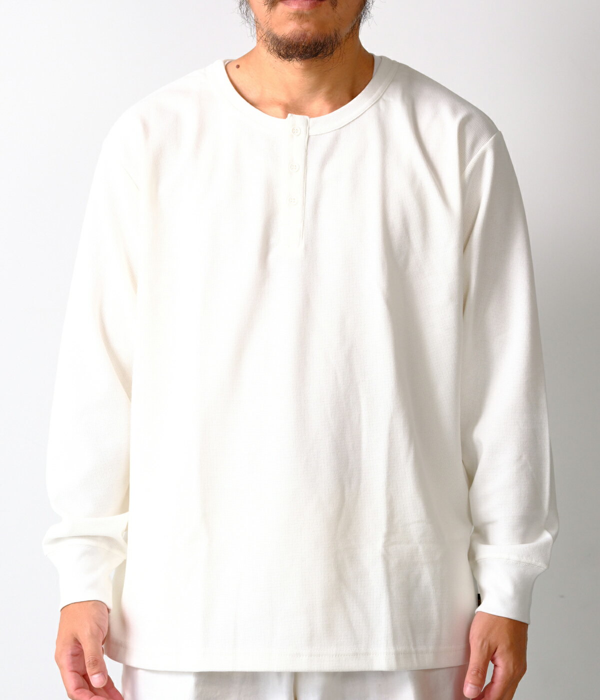 【Less by SHELTECH｜レスバイシェルテック】Henry/neck LS ヘンリーネック トップス ホワイト ブラック 黒 白 M L メンズ【SHL25AW003】