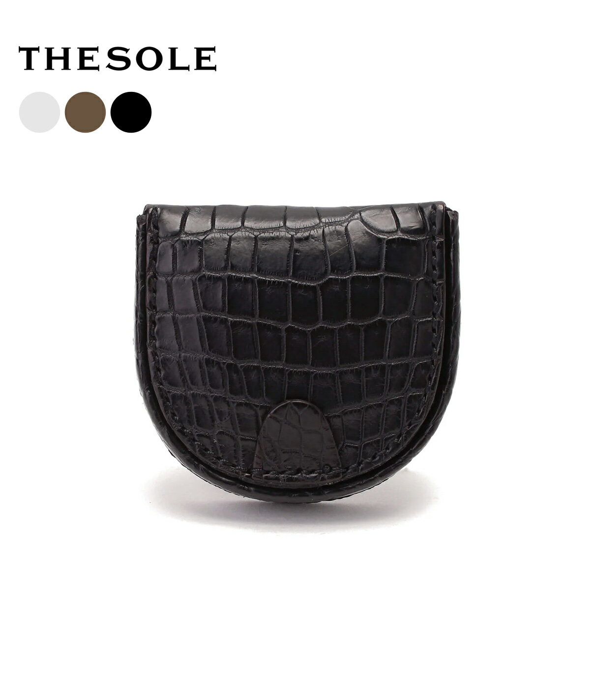 【取り寄せ商品】【THE SOLE|ザソール】馬蹄(ばてい)クロコダイルコインケース ブラック 黒 ヒマラヤ 財布 フリーサイズ 熟練職人 伝統技術 ゴートスキ...