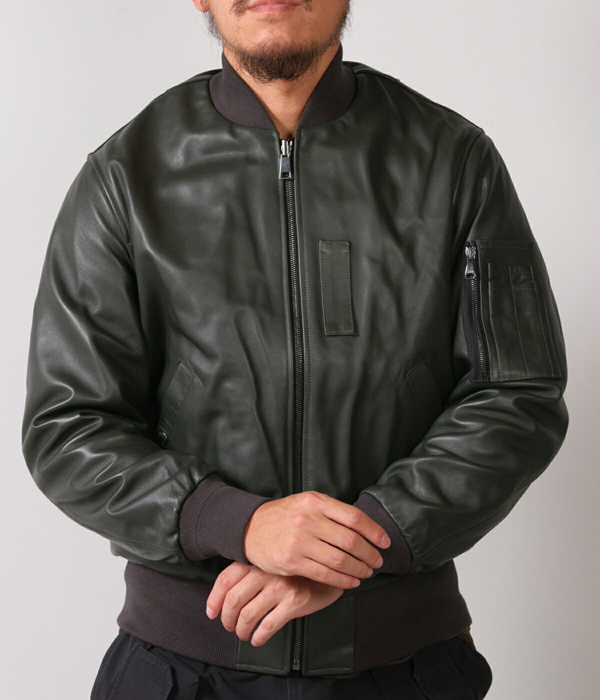 【50%OFFセール｜期間限定】【EMMETI｜エンメティ】OLIVER NAPPA CERATA　MA-1ブルゾン　レザージャケット　アウター　メンズ　上品　高品質　イタリアファッション【OLIVER】