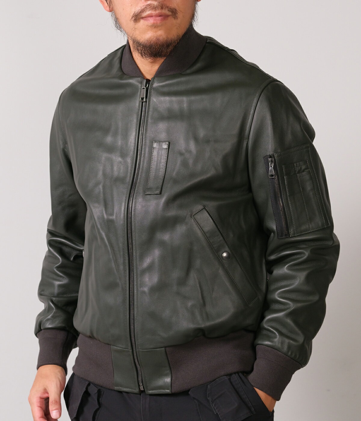 【50%OFFセール｜期間限定】【EMMETI｜エンメティ】OLIVER NAPPA CERATA　MA-1ブルゾン　レザージャケット　アウター　メンズ　上品　高品質　イタリアファッション【OLIVER】