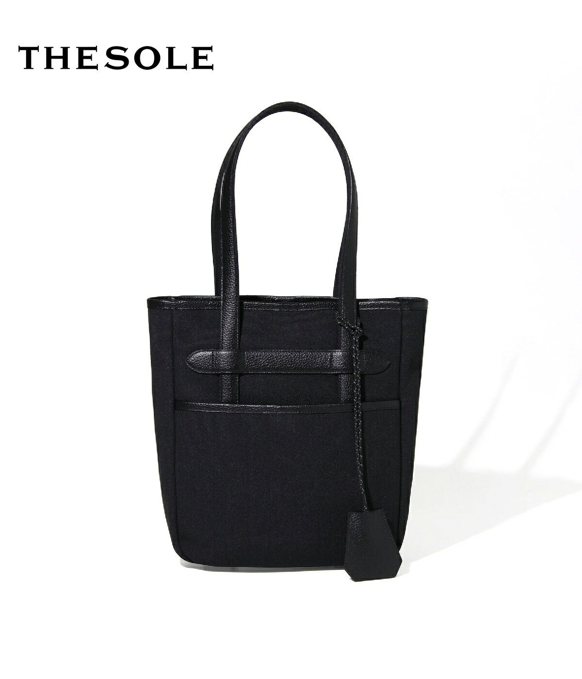 【THE SOLE｜ザソール】LIAM トートバッグ 撥水キャンバス 防水レザー使用 ミドルサイズ A4収納可 オンオフ兼用 ギフト プレゼント 鞄 ブラック 黒 本革【LIAM】