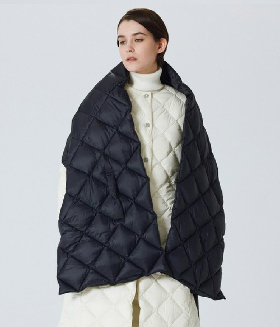 【TAION｜タイオン】REVERSIBLE DOWN STOLE　リバーシブルダウンストール　防寒　ベージュ　ブラック　カーキ　ネイビー【R201CI2】